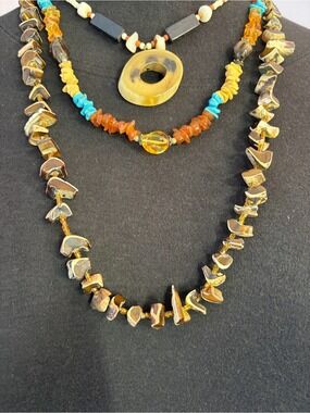 Vintage Shell and Bead Necklaces,Set of 3